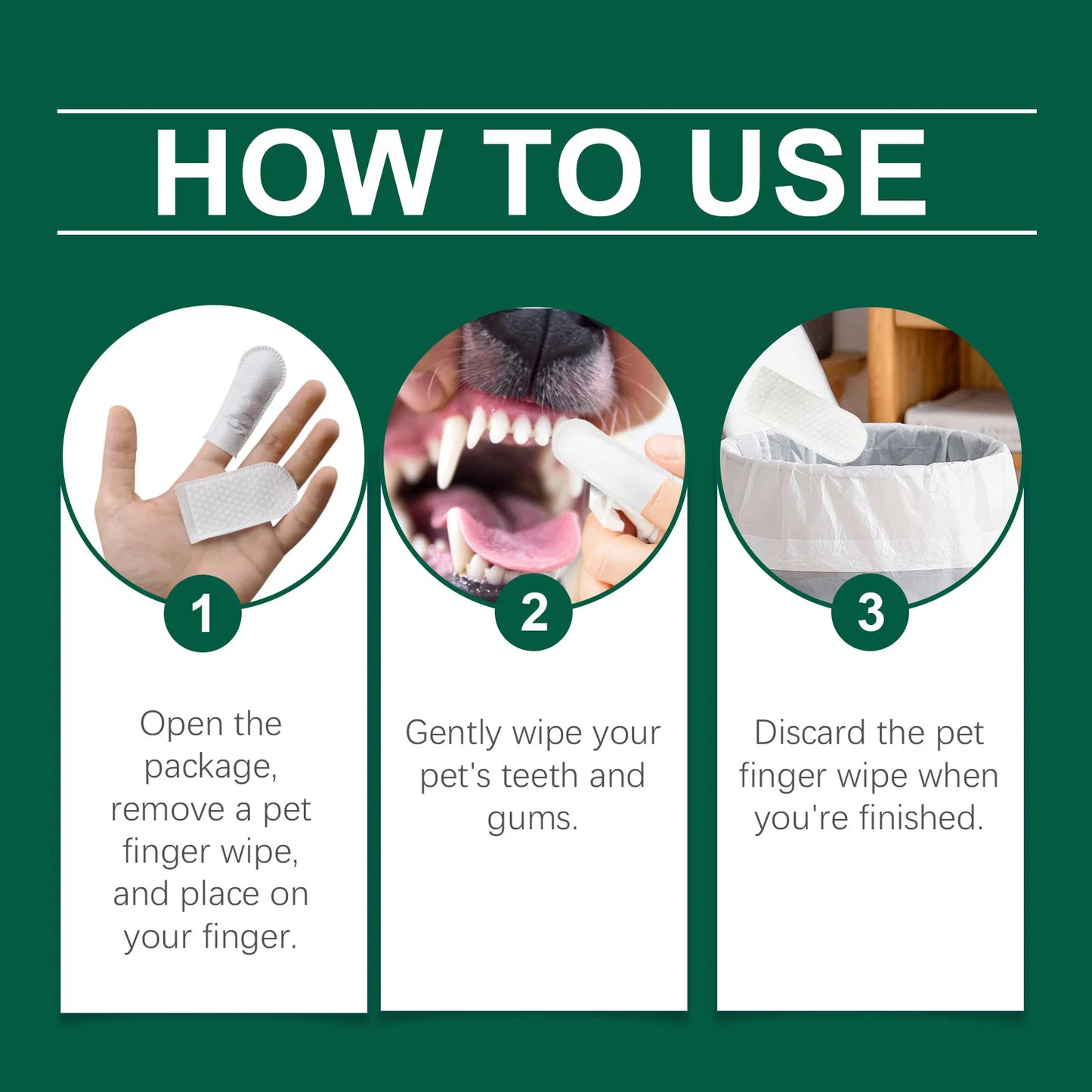Pet Teeth Cleaning Wipes: Cleans Food Residues in Teeth Gaps, Eliminates Bad Breath, Freshens Mouth, Easy to Use