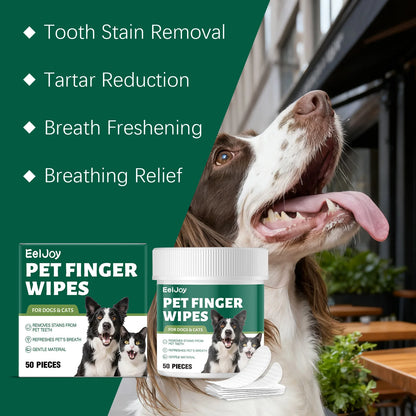 Pet Teeth Cleaning Wipes: Cleans Food Residues in Teeth Gaps, Eliminates Bad Breath, Freshens Mouth, Easy to Use