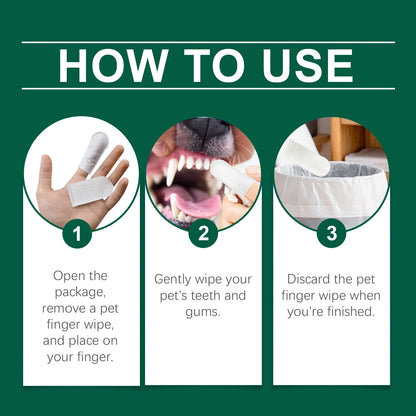 Pet Teeth Cleaning Wipes: Cleans Food Residues in Teeth Gaps, Eliminates Bad Breath, Freshens Mouth, Easy to Use