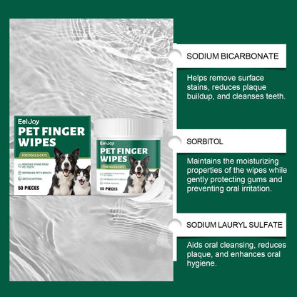 Pet Teeth Cleaning Wipes: Cleans Food Residues in Teeth Gaps, Eliminates Bad Breath, Freshens Mouth, Easy to Use