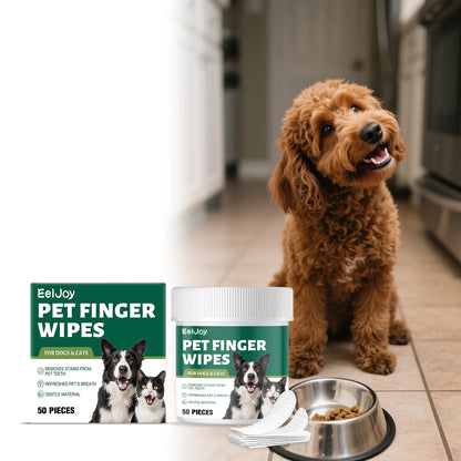Pet Teeth Cleaning Wipes: Cleans Food Residues in Teeth Gaps, Eliminates Bad Breath, Freshens Mouth, Easy to Use