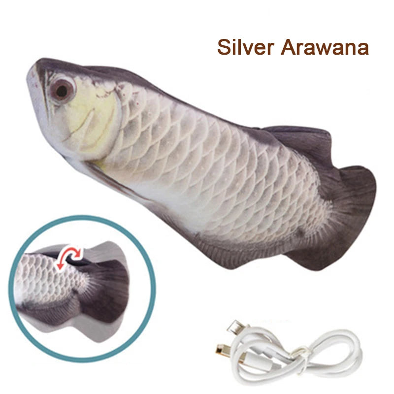 Pet Cat Pet Dog Soft Plush Toy USB Charging Simulation Fish Interactive Training Grinding Teeth Pet Chewing Toy