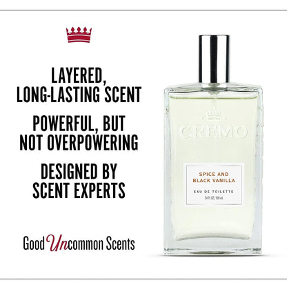 Cremo Spice & Black Vanilla Eau de Toilette for Men – 3.4 fl oz / 100 ml